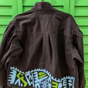 Hand painted Levi's puffy sleeve light weight denim jacket